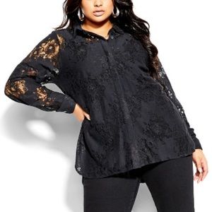 NWT City Chic Lacy Love Top - Black - Plus Size 16